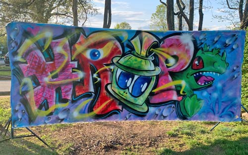 canvas with graffiti design on it