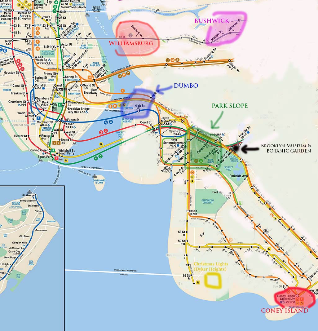 Subway to Brooklyn map