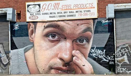 Mural portrait of man