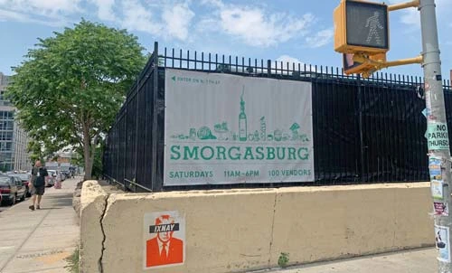 fence with banner on it