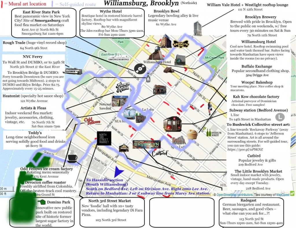 Map of businesses in Northside Williamsburg